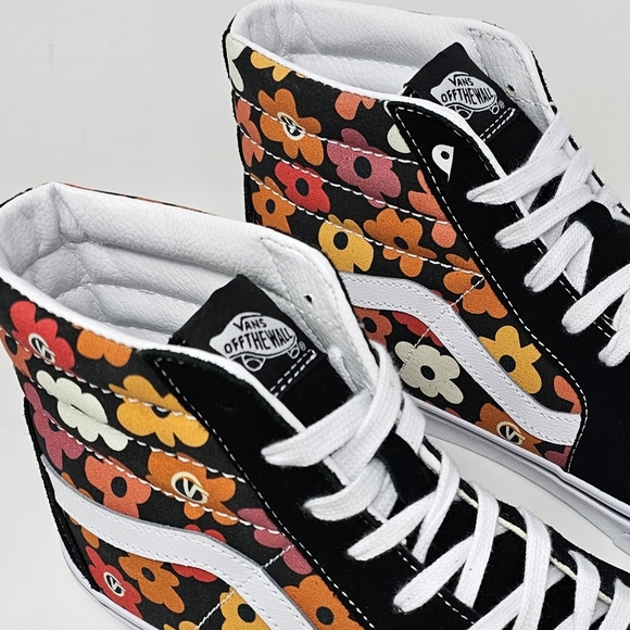 Vans Sk8 Hi Flower Black / Multi Colored Mens Size 10 Sneakers Lace Up Shoes NEW - Picture 6 of 11